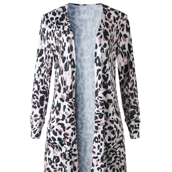Cheetah Print Long Line Cardigan - Picture 5 of 8